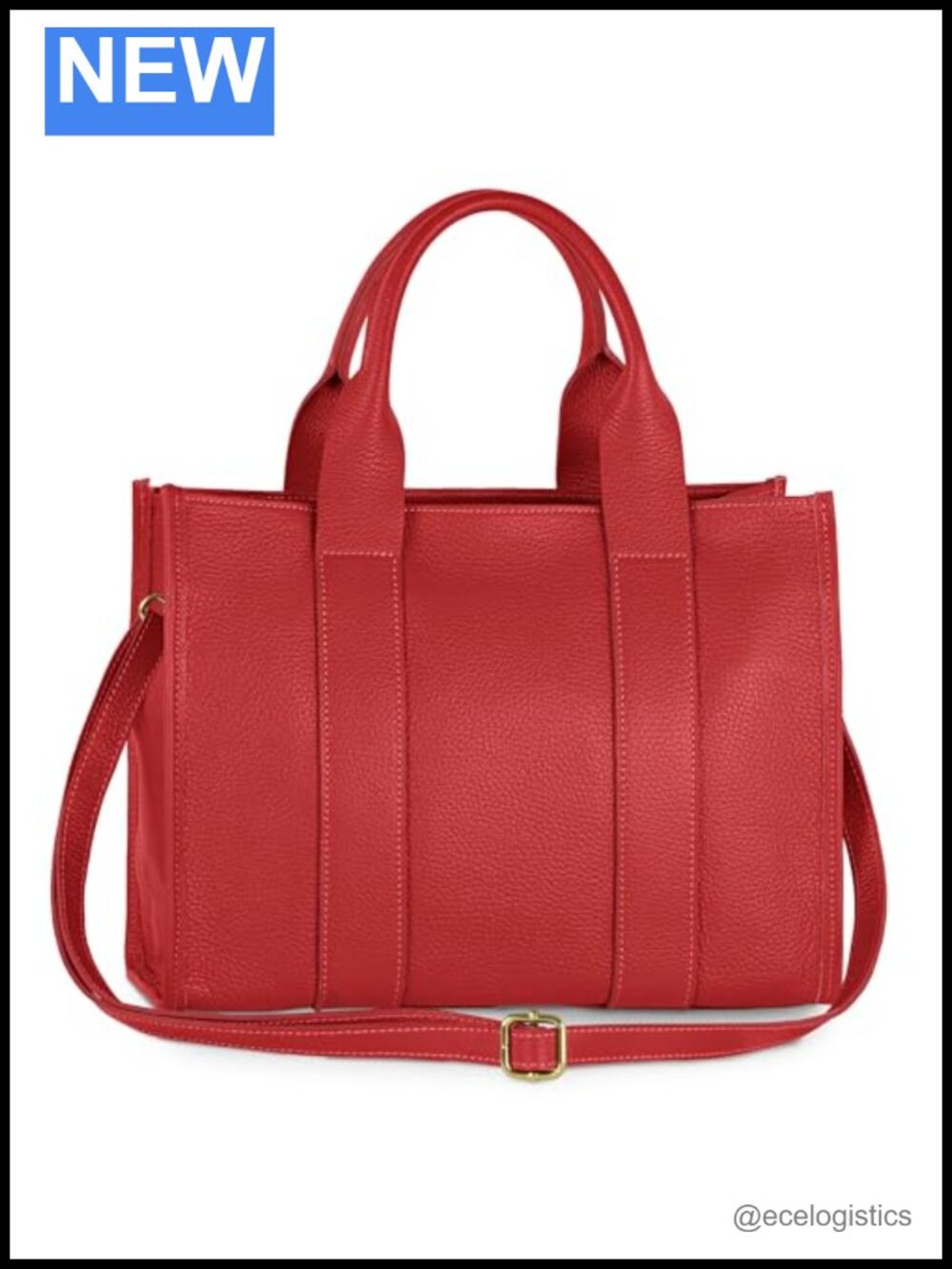 Medium Structured Italian Calf Leather Tote Bag Zip Top Adjustable Strap